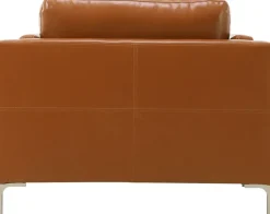 Fåtölj cognacs färgat konstläder - Cansas + Fläckborttagare för möbler