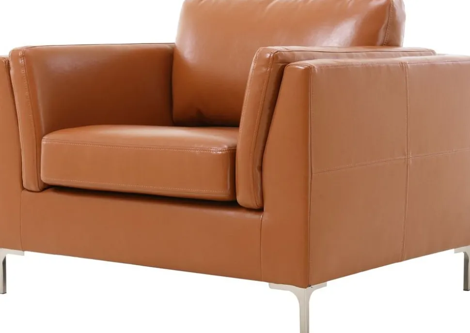 Fåtölj cognacs färgat konstläder - Cansas