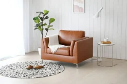 Fåtölj cognacs färgat konstläder - Cansas