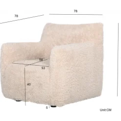 Fåtölj fluffig beige tygklädsel