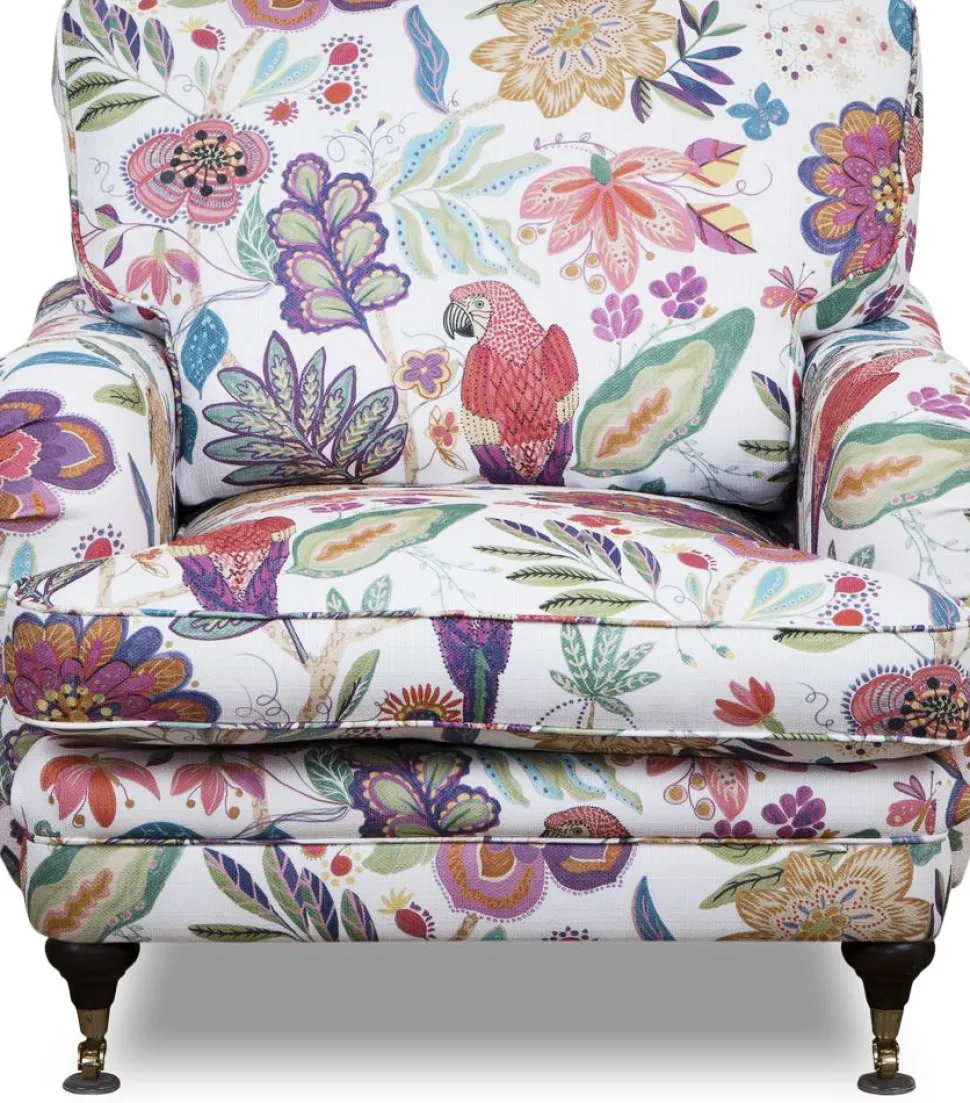 Fåtölj Howard blommigt tyg vit + Fläckborttagare för möbler