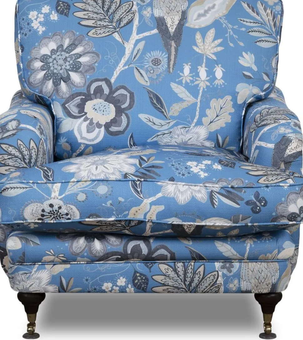 Fåtölj Howard blommigt tyg blå + Fläckborttagare för möbler