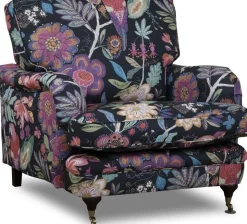 Fåtölj Howard blommigt tyg svart + Textilrengöring för möbler