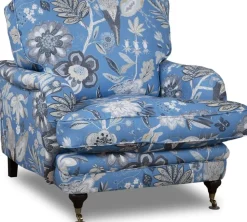 Fåtölj Howard blommigt tyg blå