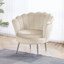 Fåtölj i beige sammet - Kingsley + Textilrengöring för möbler