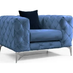 Fåtölj i blå sammet