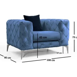 Fåtölj i blå sammet