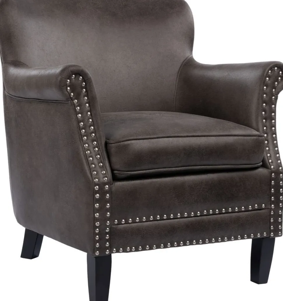 Fåtölj i grå vintage PU - Norberg + Fläckborttagare för möbler