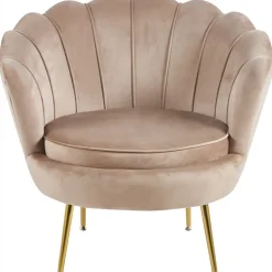 Fåtölj i mörk beige sammet/mässing - Kingsley