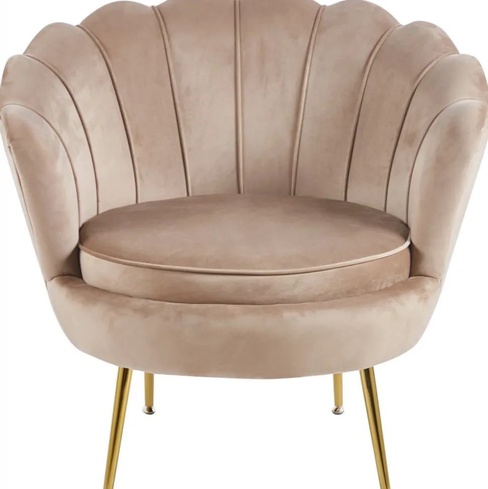 Fåtölj i mörk beige sammet/mässing - Kingsley