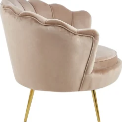 Fåtölj i mörk beige sammet/mässing - Kingsley