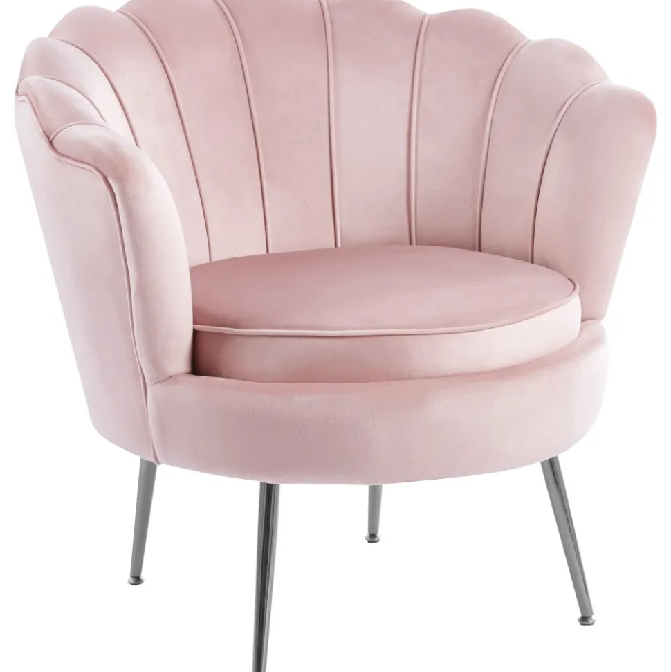 Fåtölj i rosa sammet kromade ben