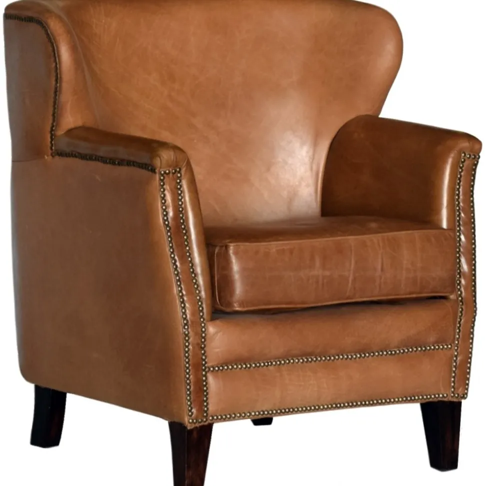 Fåtölj i vintage läder brun - Mozart + Fläckborttagare för möbler