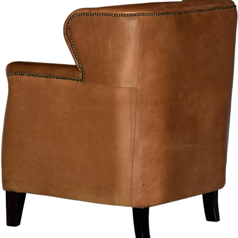 Fåtölj i vintage läder brun - Mozart