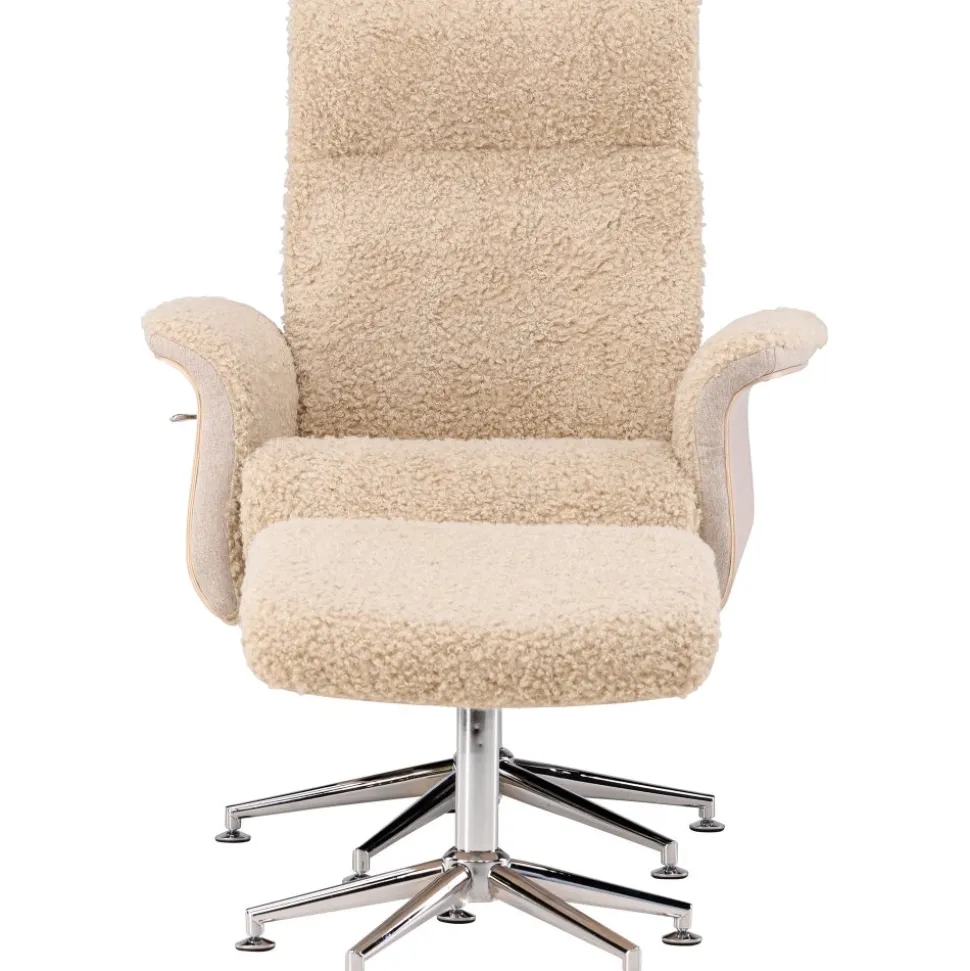 Fåtölj med fotpall - Beige / Whitewash + Textilrengöring för möbler