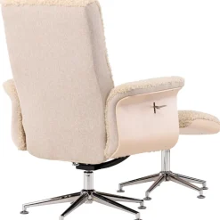 Fåtölj med fotpall - Beige / Whitewash + Textilrengöring för möbler