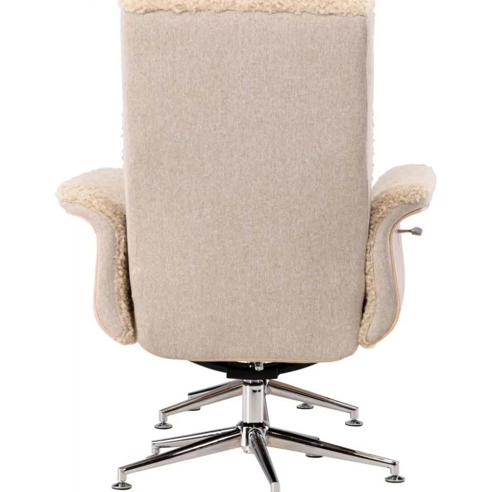 Fåtölj med fotpall - Beige / Whitewash