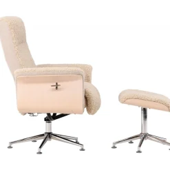 Fåtölj med fotpall - Beige / Whitewash