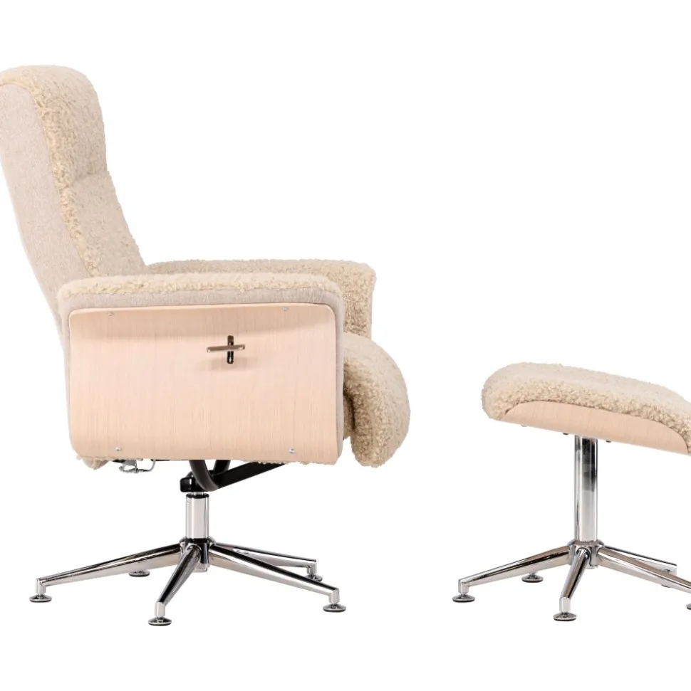 Fåtölj med fotpall - Beige / Whitewash