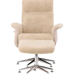 Fåtölj med fotpall - Beige / Whitewash + Fläckborttagare för möbler