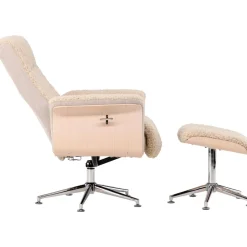 Fåtölj med fotpall - Beige / Whitewash + Fläckborttagare för möbler