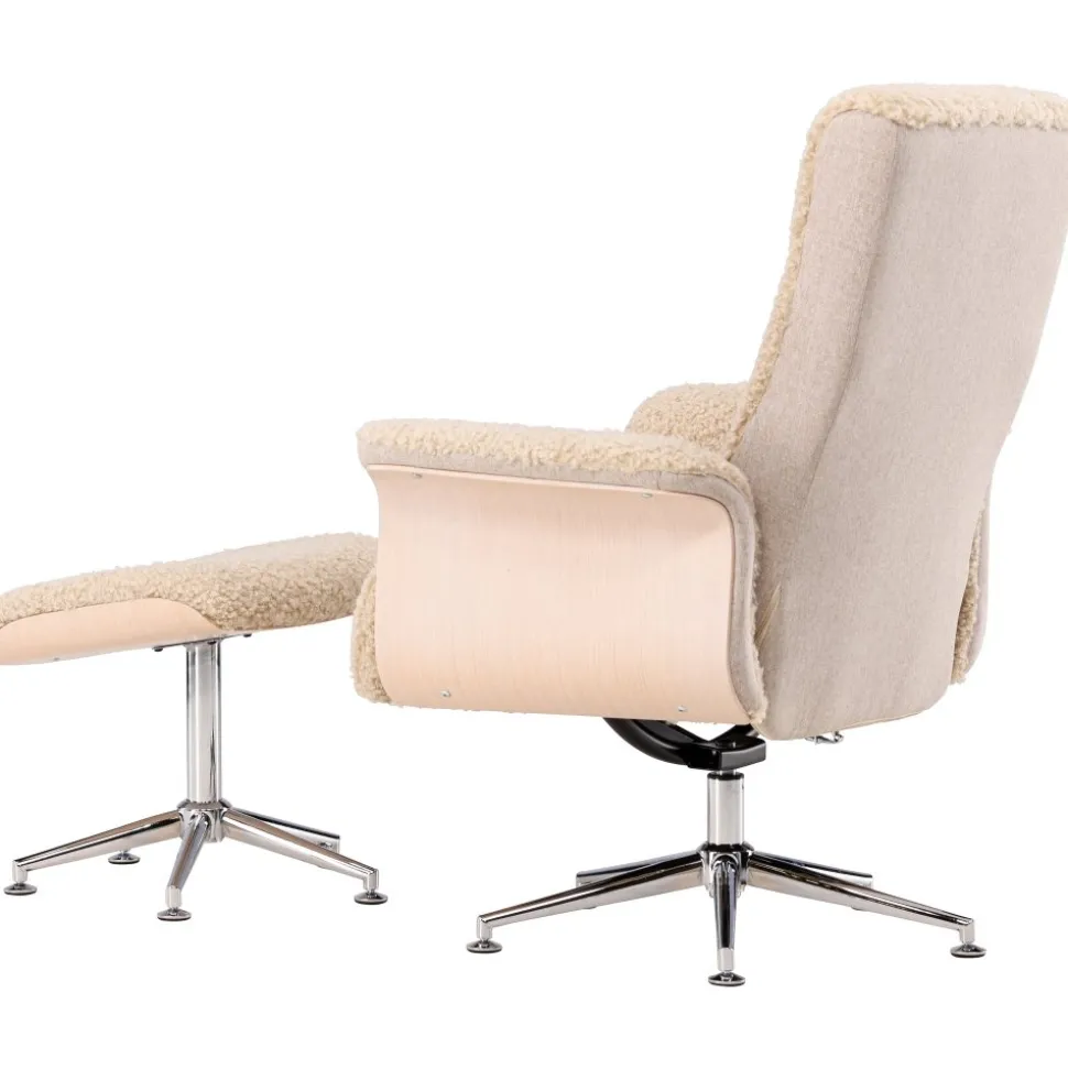 Fåtölj med fotpall - Beige / Whitewash + Fläckborttagare för möbler