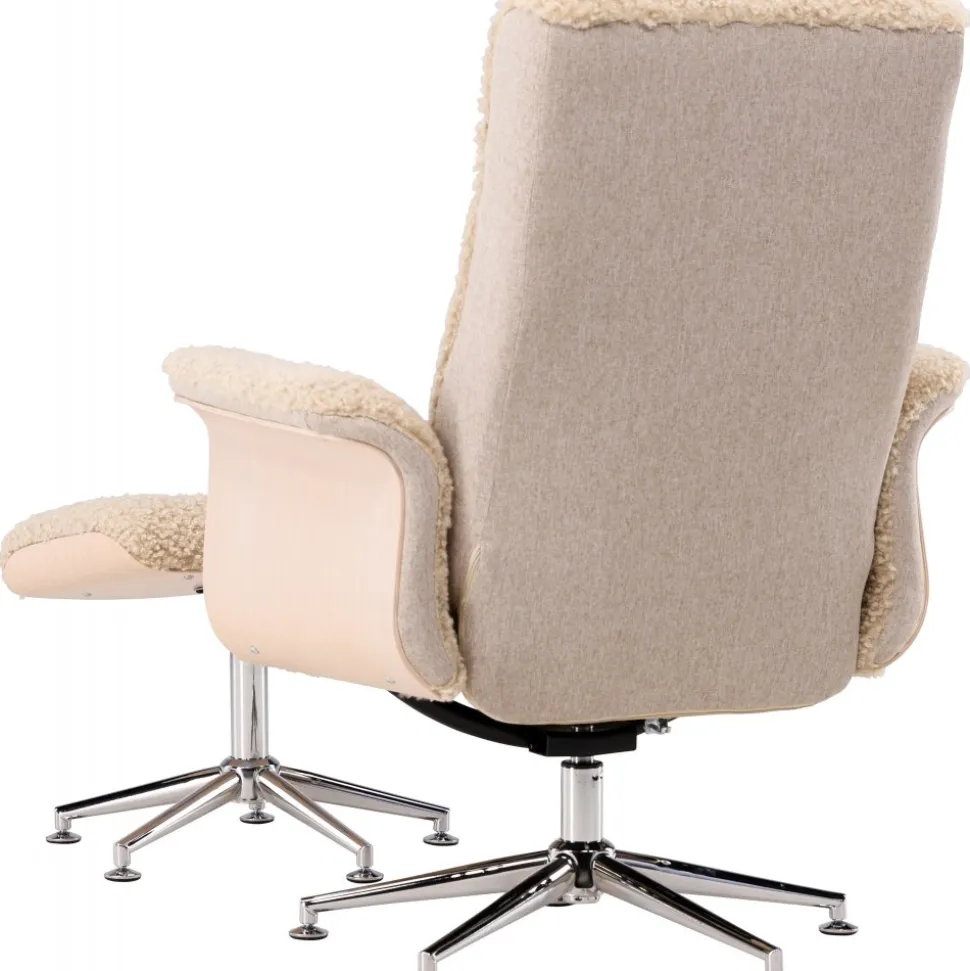 Fåtölj med fotpall - Beige / Whitewash + Fläckborttagare för möbler