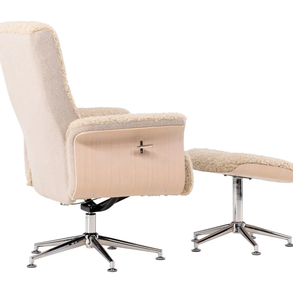 Fåtölj med fotpall - Beige / Whitewash + Fläckborttagare för möbler