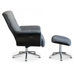 Fåtölj med fotpall - Grå - Hagön + Fläckborttagare för möbler