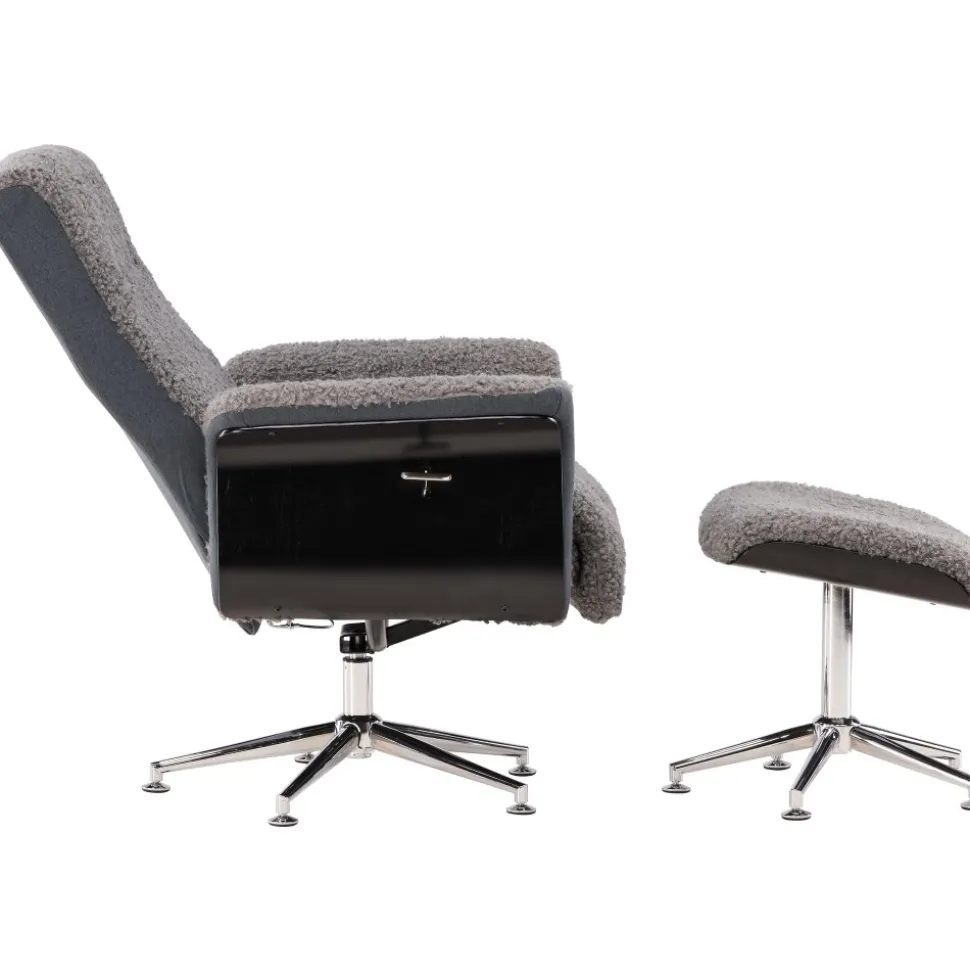 Fåtölj med fotpall - Grå - Hagön + Textilrengöring för möbler