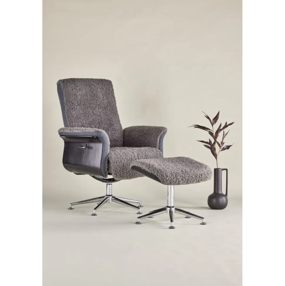 Fåtölj med fotpall - Grå - Hagön + Textilrengöring för möbler