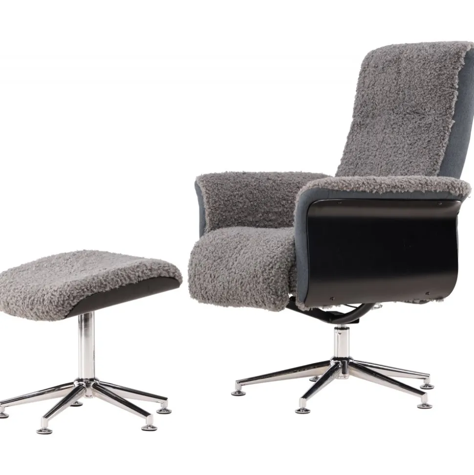 Fåtölj med fotpall - Grå - Hagön + Textilrengöring för möbler