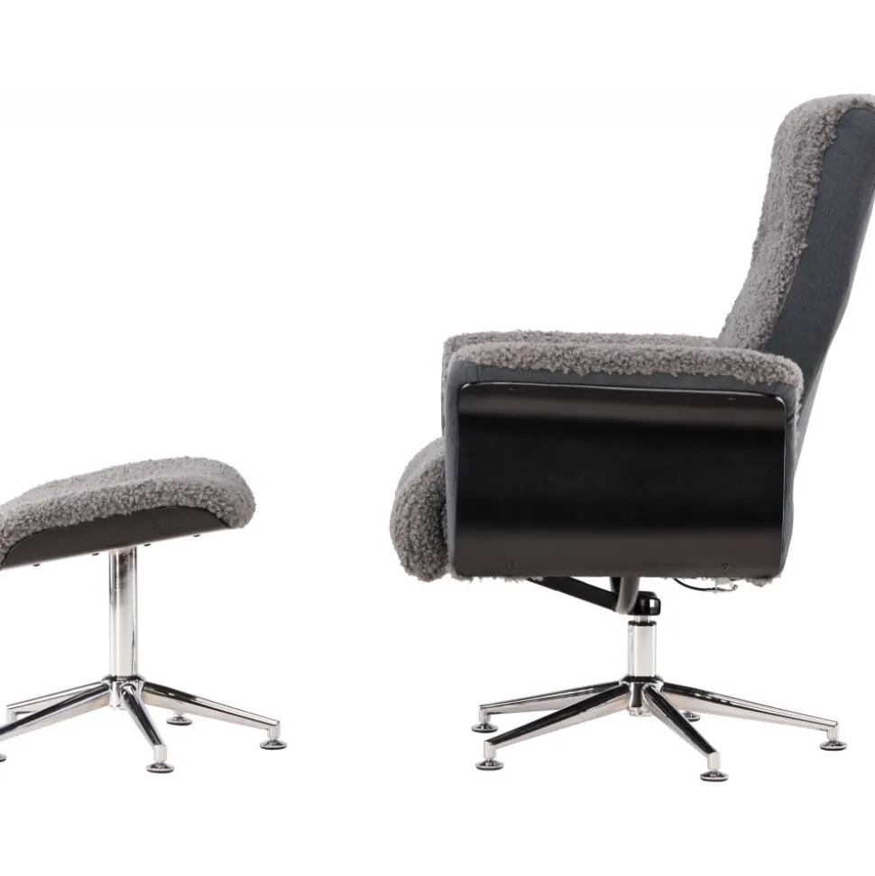 Fåtölj med fotpall - Grå - Hagön + Textilrengöring för möbler