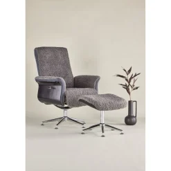 Fåtölj med fotpall - Grå - Hagön