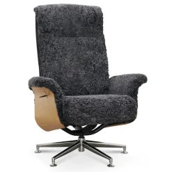 Fåtölj med fotpall fårskinn ek/antracit - Ulla + Fläckborttagare för möbler