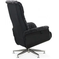 Fåtölj med fotpall fårskinn mörkgrå/svart - Ulla