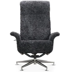 Fåtölj med fotpall fårskinn mörkgrå/svart - Ulla + Textilrengöring för möbler