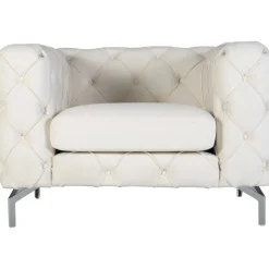 Fåtölj med knappar beige sammet