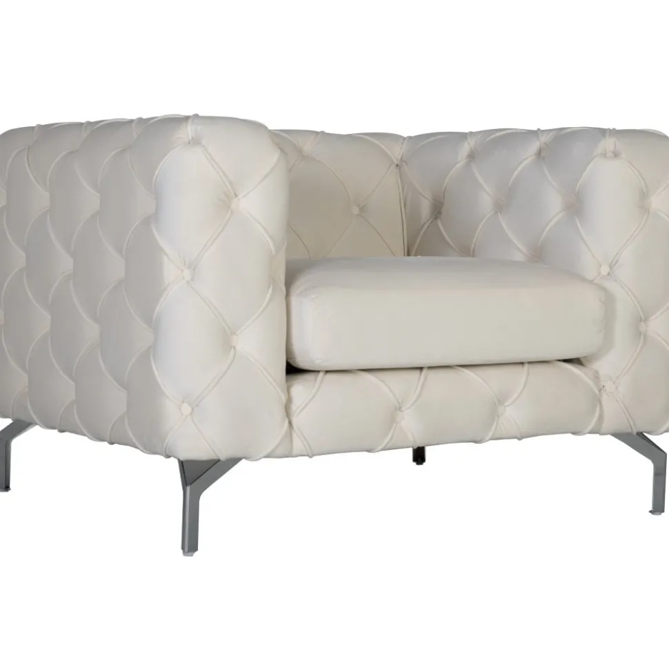 Fåtölj med knappar beige sammet + Textilrengöring för möbler