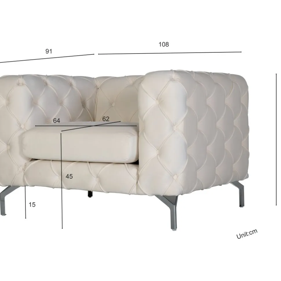 Fåtölj med knappar beige sammet + Fläckborttagare för möbler