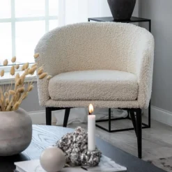 Fåtölj offwhite - Boucle + Textilrengöring för möbler
