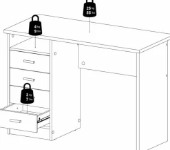 Function Plus skrivbord 110 x 48,5 x 76 cm - Svart ask