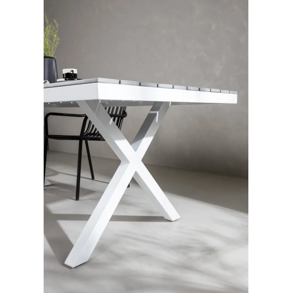 Garcia matbord 200 x 100 cm - Ljusgrå/vit