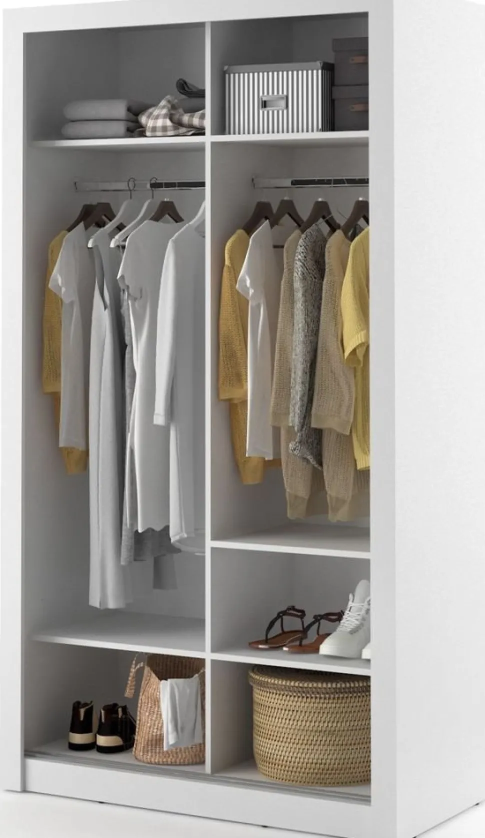 Garderob med skjutdörrar vit 120x215 cm - Mervyn