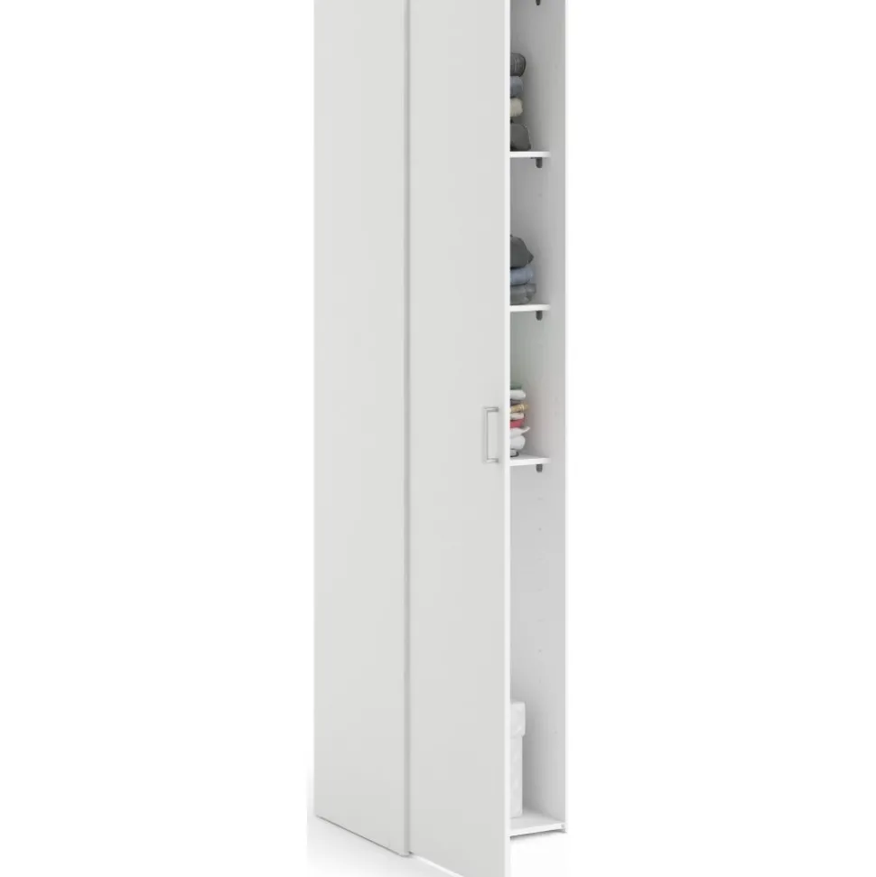 Garderob vit 40 cm bred och 175 cm hög + Möbeltassar