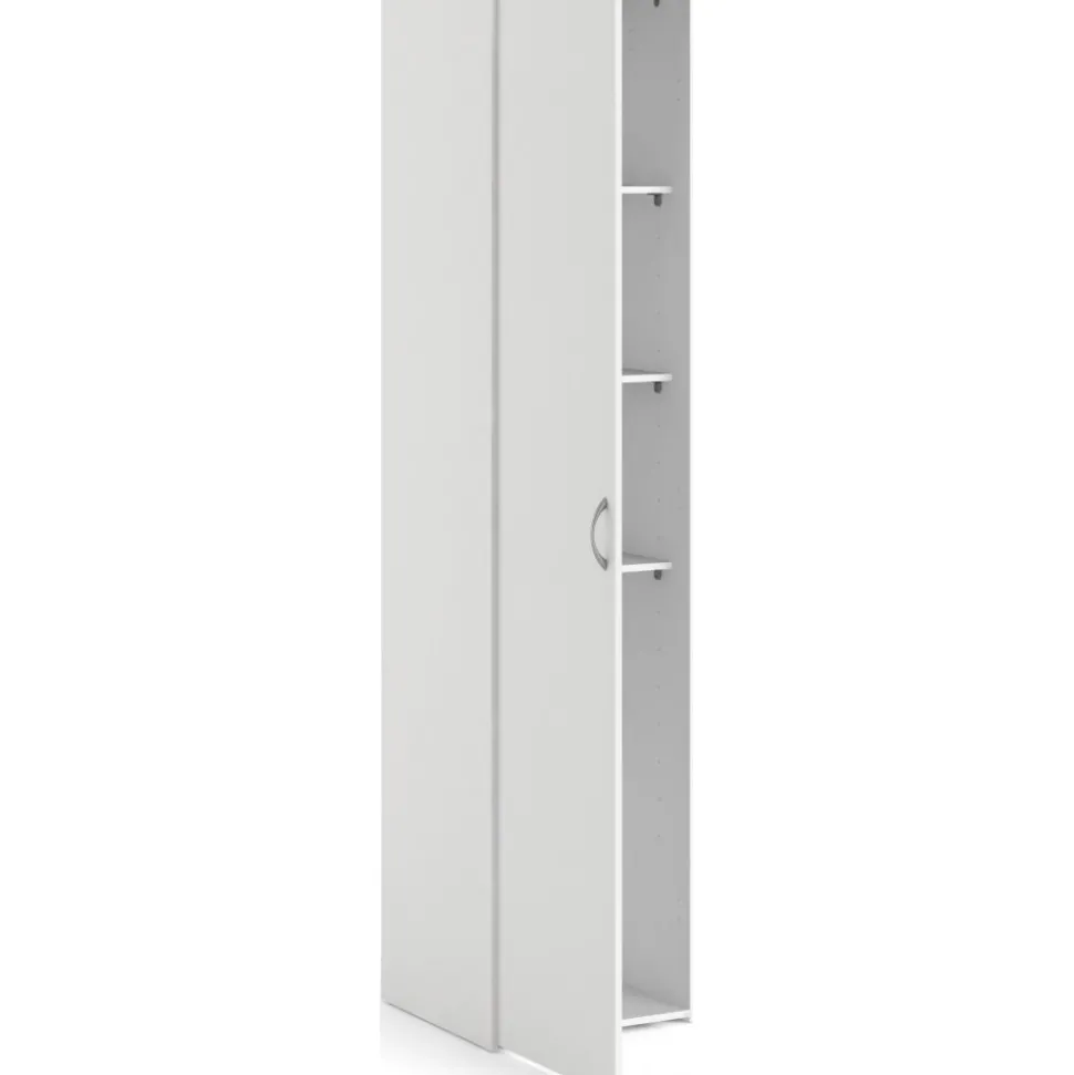 Garderob vit 40 cm bred och 175 cm hög + Möbeltassar