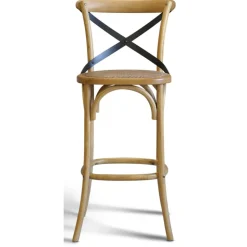 Gaston barstol med kryss i ryggen och rotting sits + Möbeltassar