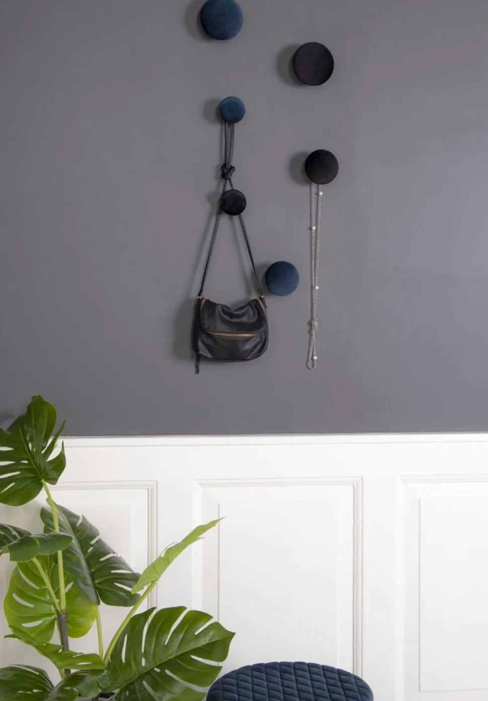 Giza Väggknappar för upphängning - Blå/mässing - 3 st