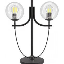 Glaslykta bordslampa H52 cm - Svart/Krom