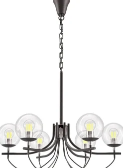 Glaslykta takkrona 6 st ljuskällor - Svart/Krom